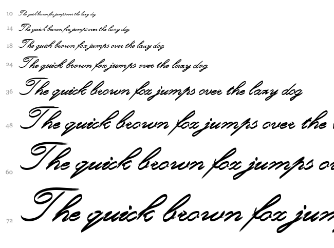 Rough Brush Script font waterfall